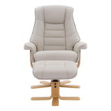 The Sardinia - Swivel Recliner Chair & Footstool in Mushroom Genuine Leather - Refurbished - thumbnail 5