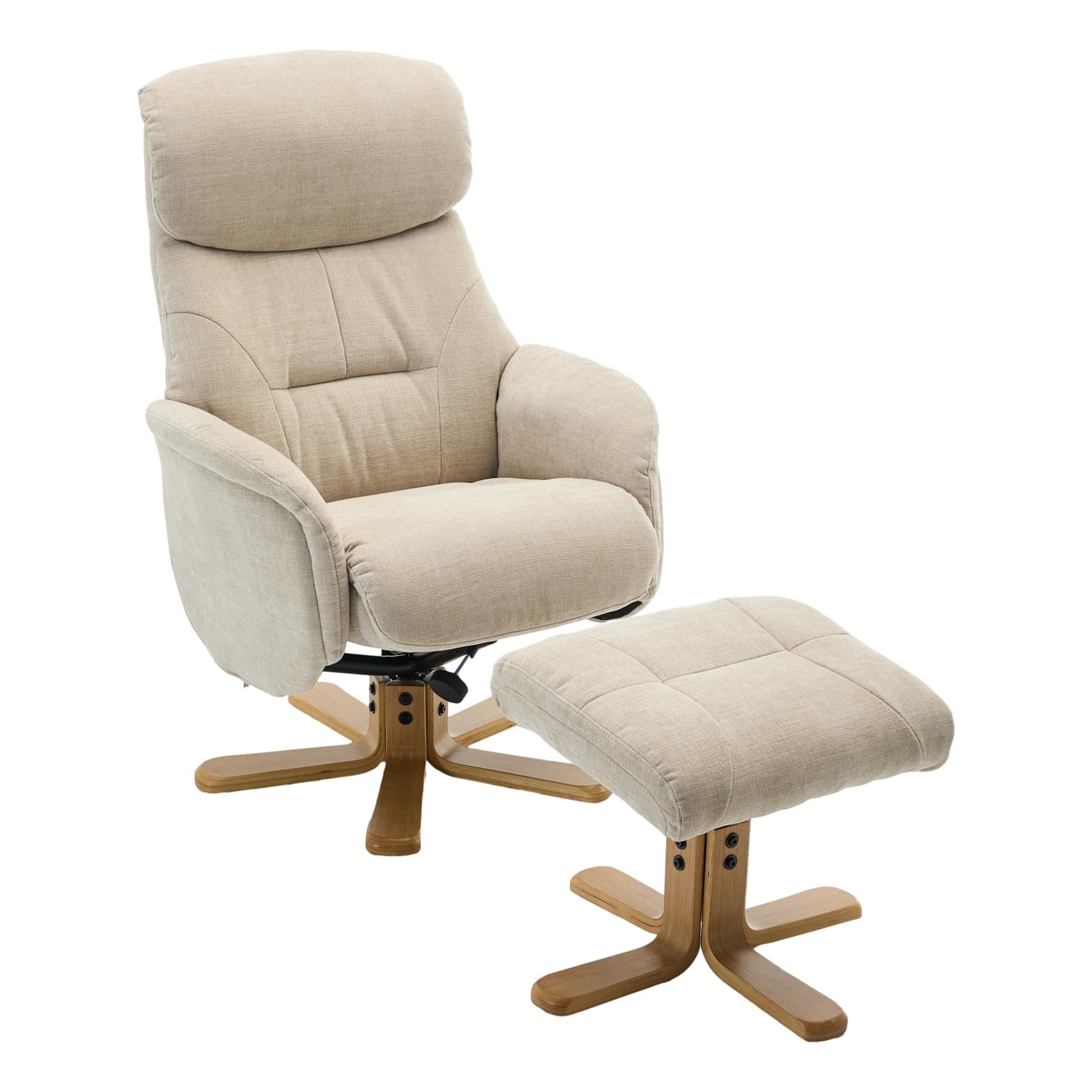 The Eden Swivel Recliner Chair & Matching Footstool  in Seashell Fabric - primary product image