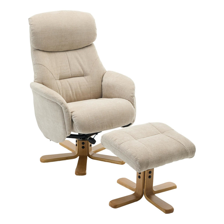 The Eden Swivel Recliner Chair & Matching Footstool  in Seashell Fabric - image 1
