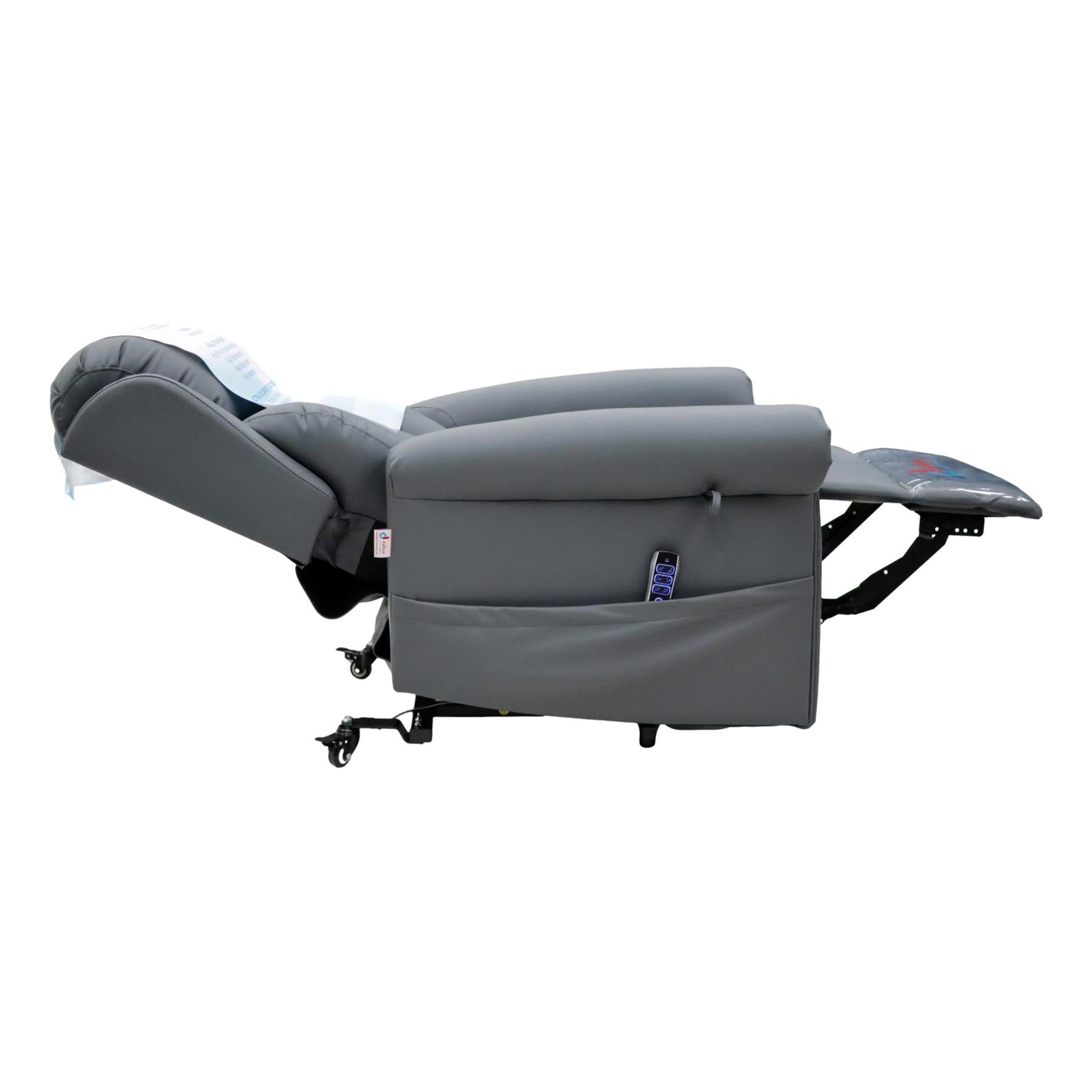 Nevis Healthcare – Triple Motor Riser Recliner Mobility Chair in Slate 4-Way Stretch Faux Leather
