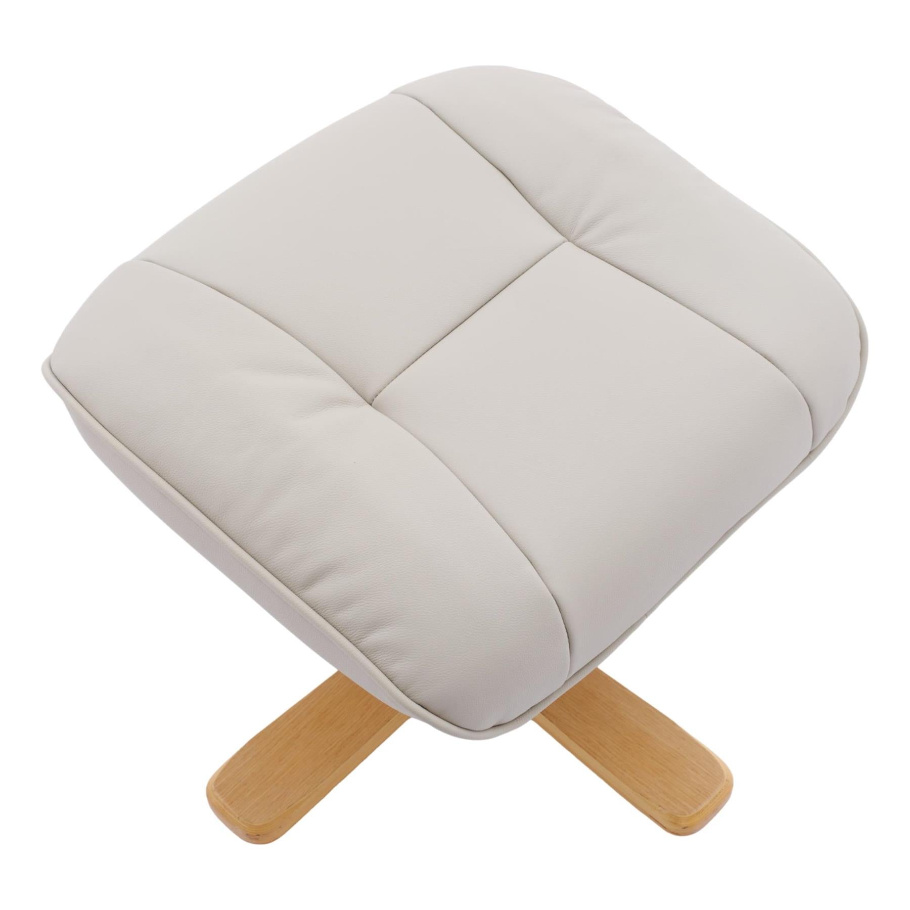 The Sardinia - Swivel Recliner Chair & Footstool in Mushroom Genuine Leather