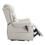 The Carlton Genuine Leather Riser Recliner in Cream - Dual Motor Mobility Chair