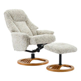 Aruba Swivel Recliner Chair in Frost Cream Fabric with Matching Footstool - thumbnail 5