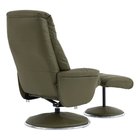 The Lyon - Genuine Leather Swivel Recliner Chair & Footstool in Olive Green - image 8