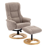The Mandalay Swivel Recliner Chair & Footstool in ChaCha Oat Fabric - Refurbished - thumbnail 1