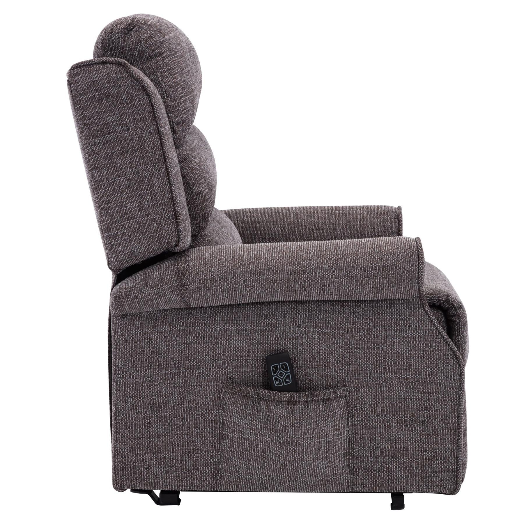 The Perth - Dual Motor Riser Recliner Mobility Chair in Lisbon Grey Fabric - Clearance - Minor Damage