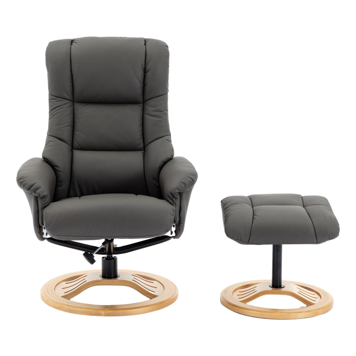 The Mandalay Swivel Recliner Chair & Footstool in Cinder Genuine Leather - Refurbished - alternate product image
