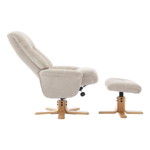 The Paris Swivel Recliner Chair & Footstool in Lille Sand Fabric - Refurbished - image 6