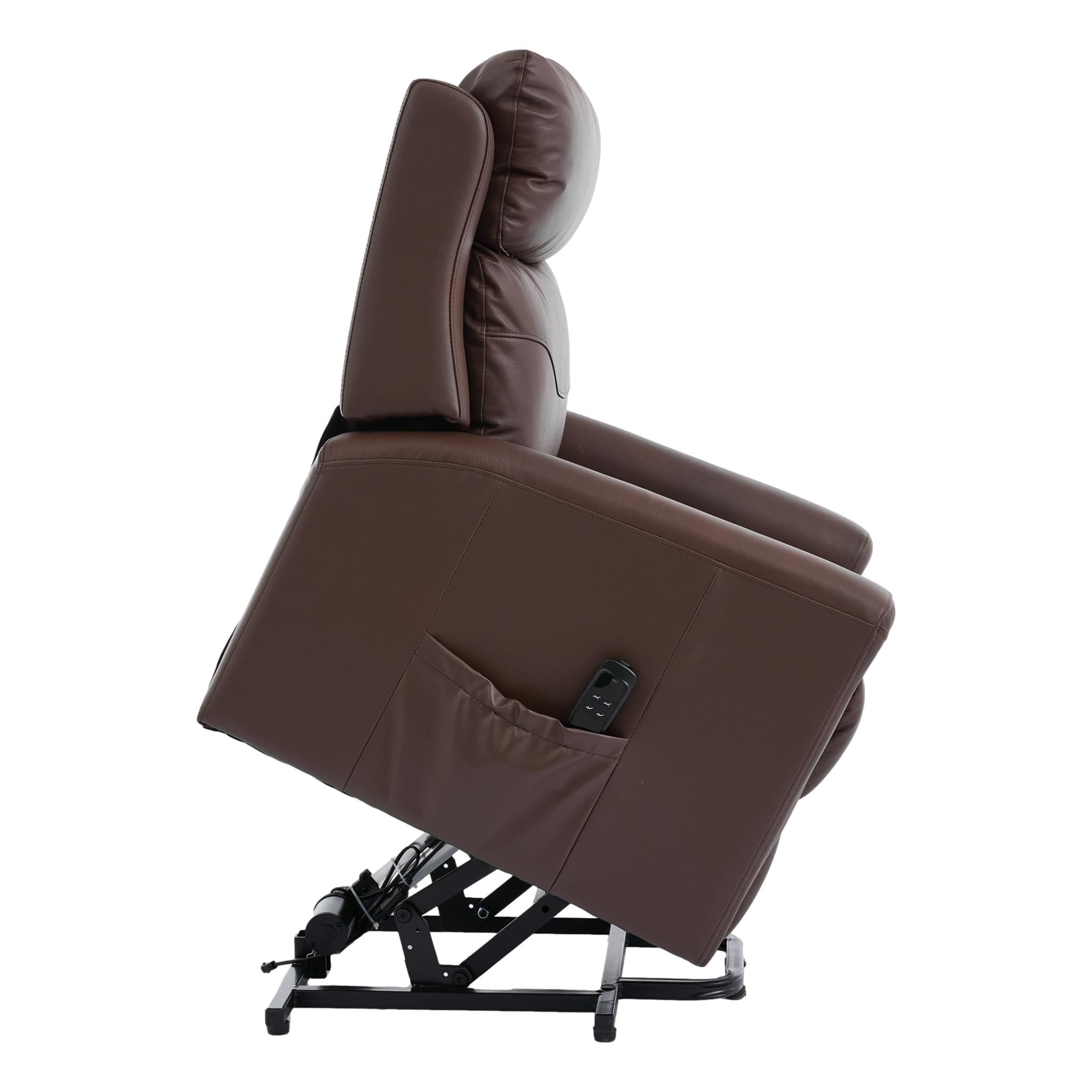 The Brooklyn Dual Motor Riser Recliner in Premium Umber Leather
