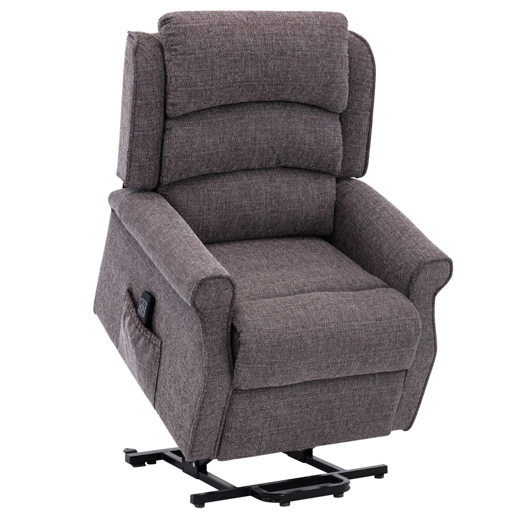 The Perth - Dual Motor Riser Recliner Mobility Chair in Lisbon Grey Fabric - Clearance - Minor Damage