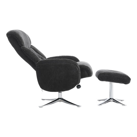 The Lucia Swivel Recliner Chair & Footstool in Black Fabric - image 5