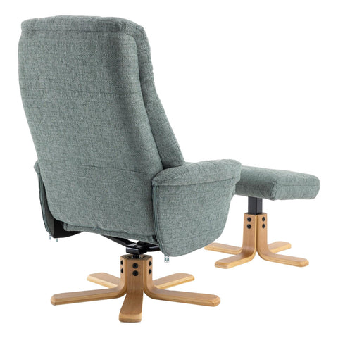 The Dubai - Swivel Recliner Chair & Matching Footstool in Lisbon Teal Fabric - Refurbished - image 8