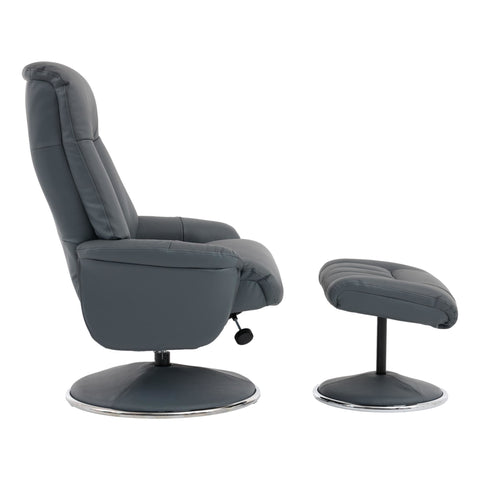 The Lyon - Genuine Leather Swivel Recliner Chair & Footstool in Petrol Blue - image 6