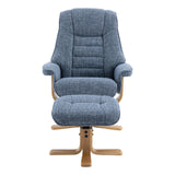The Sardinia - Swivel Recliner Chair & Matching Footstool in Ocean Fabric