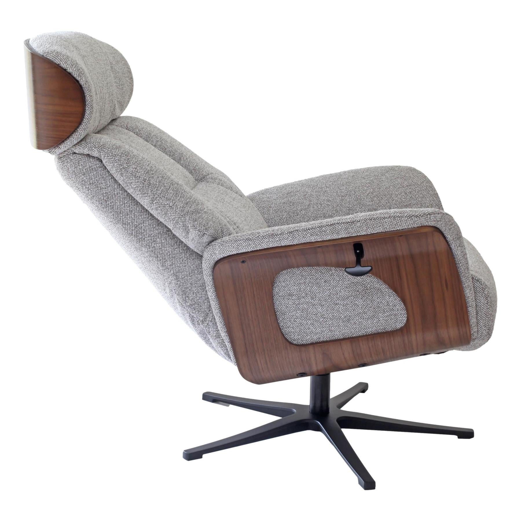 Stratford Swivel Recliner Chair in Champagne Fabric with Matching Footstool