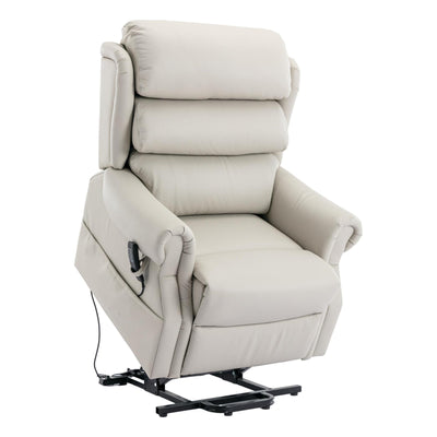 The Carlton Genuine Leather Riser Recliner in Cream - Dual Motor Mobility Chair