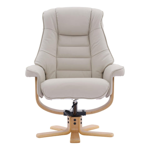 The Sardinia - Swivel Recliner Chair & Footstool in Mushroom Genuine Leather - Refurbished - image 4