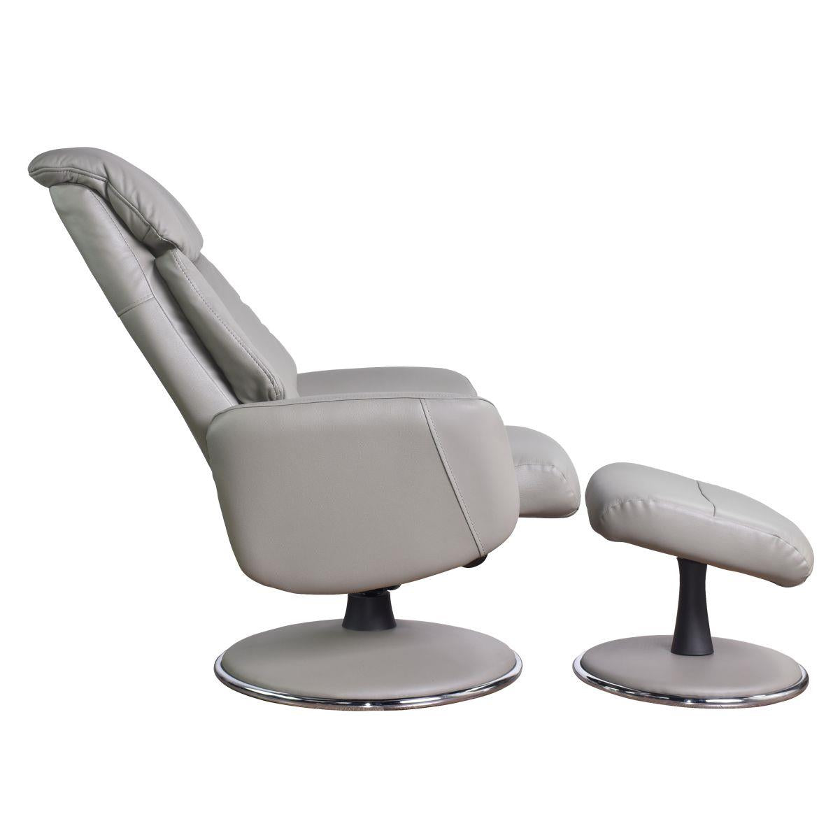 The Indiana Swivel Recliner Chair in Husky Genuine Leather and Match base.