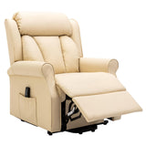 The Darwin - Dual Motor Riser Recliner Mobility Arm Chair in Cream Genuine Leather - Minor Damage - thumbnail 4