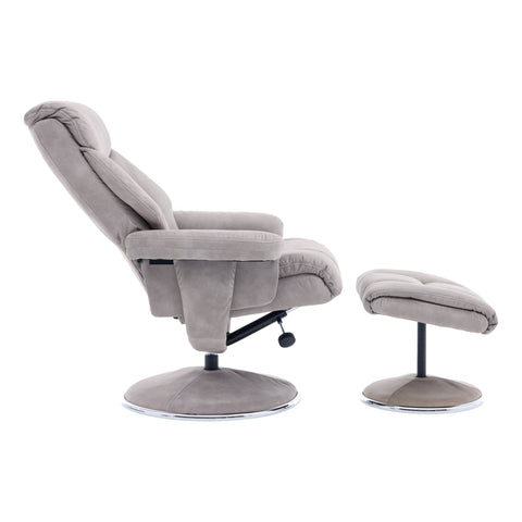 The Biarritz - Swivel Recliner Chair & Matching Footstool in Almond Fabric - image 3