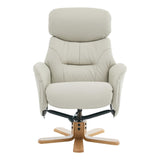 The Eden Swivel Recliner Chair & Matching Footstool in Mushroom Leather - thumbnail 7