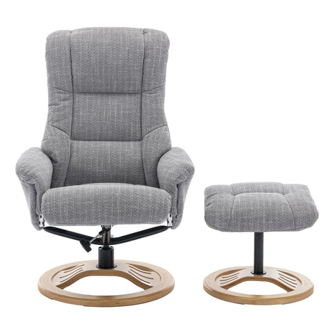 The Mandalay Swivel Recliner Chair & Footstool in ChaCha Dove Grey Fabric - Refurbished - image 2
