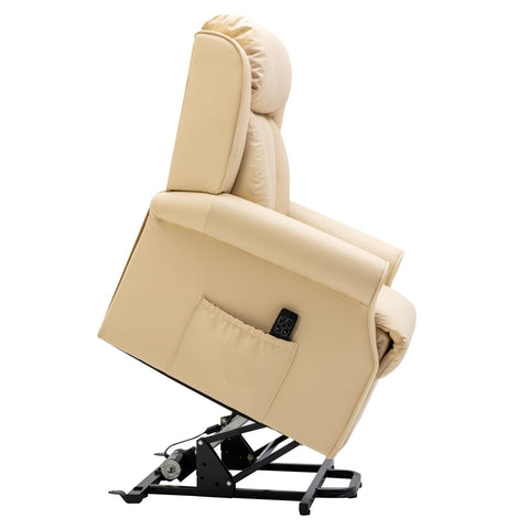 The Darwin - Dual Motor Riser Recliner Mobility Arm Chair in Cream Genuine Leather - Minor Damage - image 7