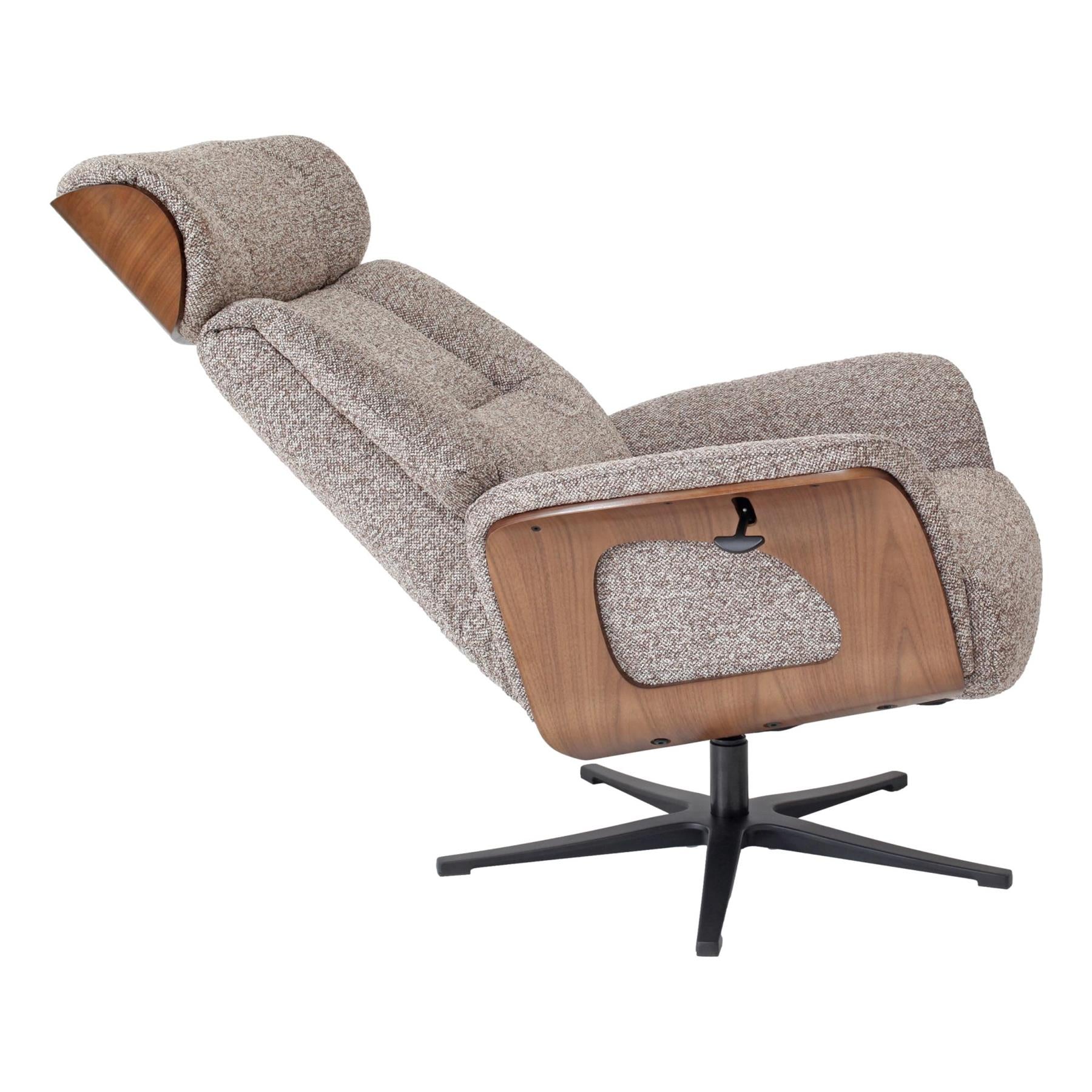 Stratford Swivel Recliner Chair in Coffee Fabric with Matching Footstool