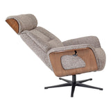 Stratford Swivel Recliner Chair in Coffee Fabric with Matching Footstool - thumbnail 7