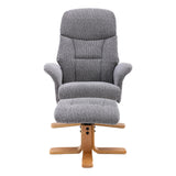 The Giza - Fabric Swivel Recliner Chair & Matching Footstool in Lake Blue - Refurbished - thumbnail 3