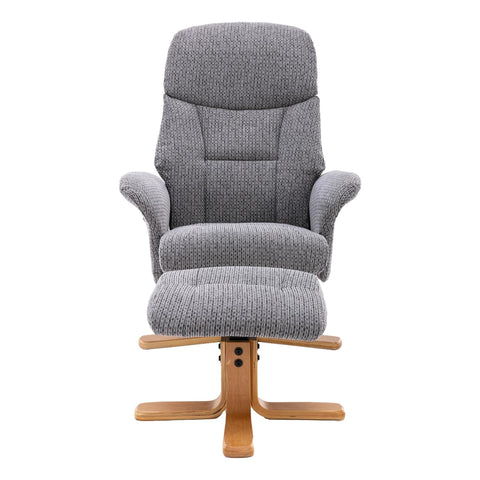The Giza - Fabric Swivel Recliner Chair & Matching Footstool in Lake Blue - Refurbished - image 3