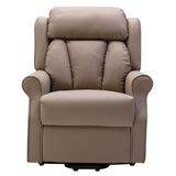 The Darwin - Dual Motor Riser Recliner Mobility Arm Chair in Taupe Genuine Leather - thumbnail 2