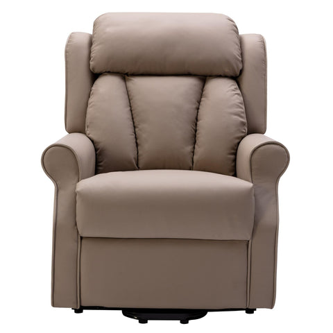 The Darwin - Dual Motor Riser Recliner Mobility Arm Chair in Taupe Genuine Leather - image 2