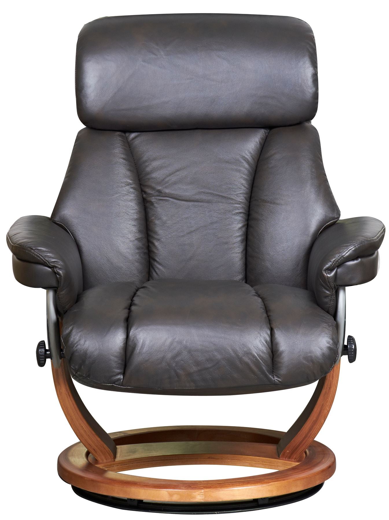 The Mars Premium Genuine Leather Swivel Recliner Chair/Footstool In Chocolate