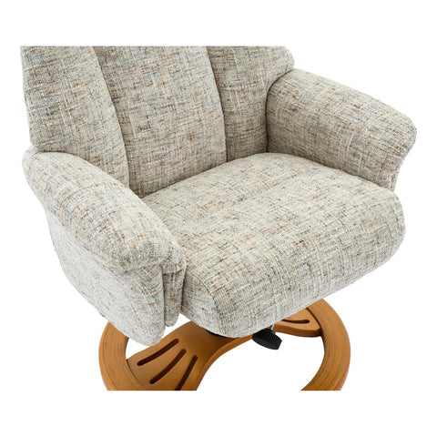 Aruba Swivel Recliner Chair in Frost Cream Fabric with Matching Footstool - image 11