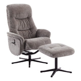 The Nevada Swivel Recliner Chair & Matching Footstool in Ash Fabric - thumbnail 1