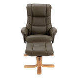 The Cairo - Swivel Recliner Chair & Footstool in Olive Green Faux Leather - Refurbished - thumbnail 4