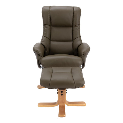 The Cairo - Swivel Recliner Chair & Footstool in Olive Green Faux Leather - Refurbished - image 4