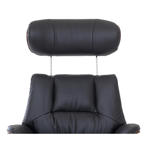 Stratford Swivel Recliner Chair, Genuine Black Leather with Matching Footstool - image 8