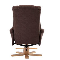 Cairo Swivel Recliner Chair & Footstool in Chocolate Lisbon Fabric - Clearance Sale