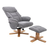 The Giza - Fabric Swivel Recliner Chair & Matching Footstool in Lake Blue - Refurbished - thumbnail 4