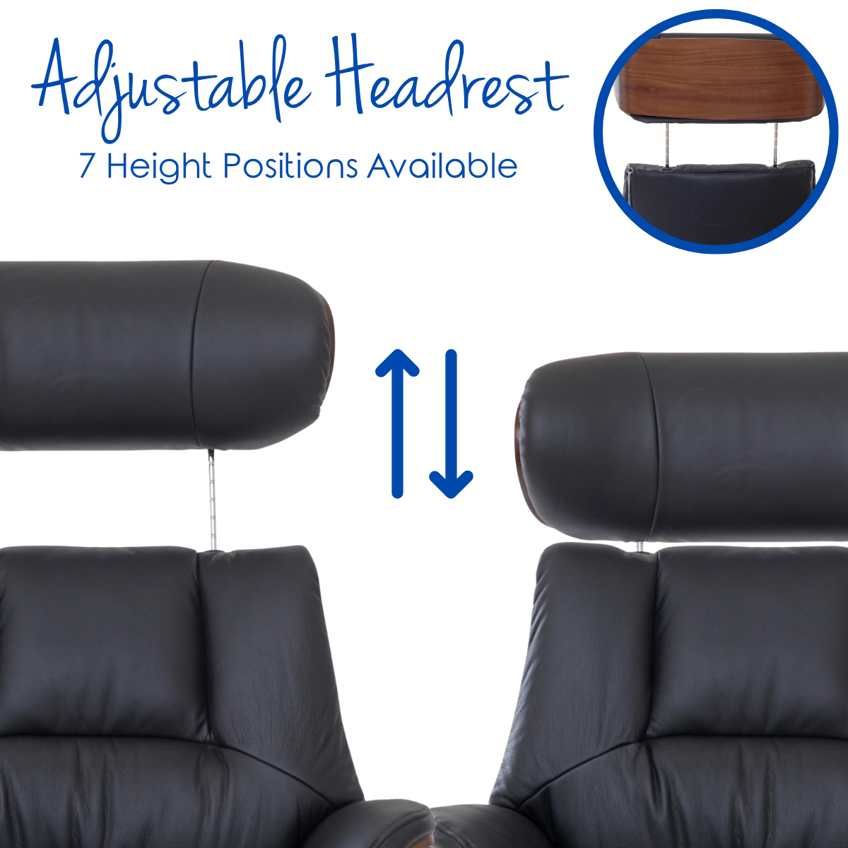 Stratford Swivel Recliner Chair in Genuine Black Leather with Matching Footstool