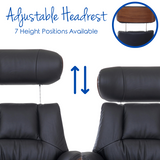 Stratford Swivel Recliner Chair, Genuine Black Leather with Matching Footstool - thumbnail 3
