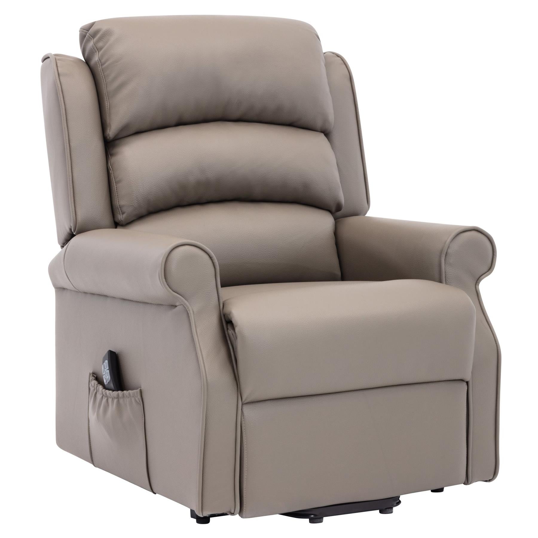 The Perth - Dual Motor Riser Recliner Mobility Chair in Grey Plush Faux Leather