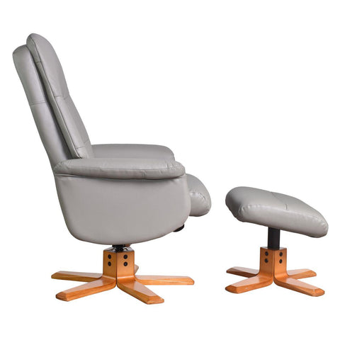 The Kansas Genuine Leather Swivel Recliner Chair in Husky with Cherry base - Refurbished - image 2