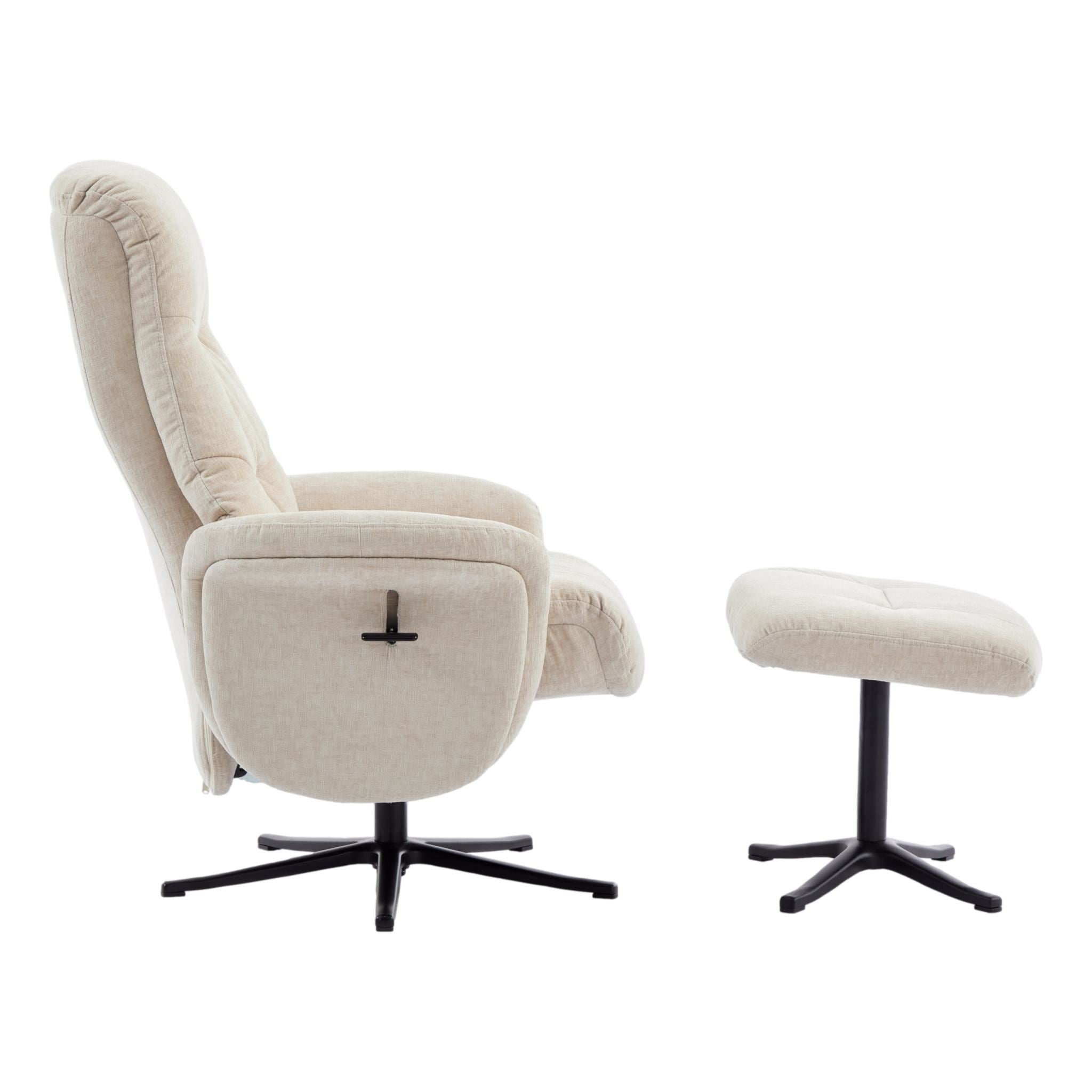 The Nevada Swivel Recliner Chair & Matching Footstool in Barley Fabric