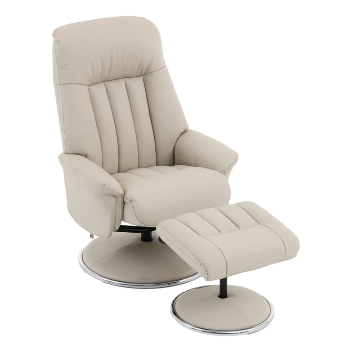 The Lyon - Genuine Leather Swivel Recliner Chair & Footstool in Mushroom - image 1