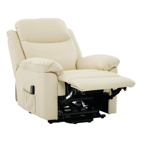 The Devon - Dual Motor Mobility Riser Recliner Arm Chair - Cream Genuine Leather - image 8