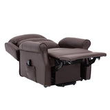 The Perth - Dual Motor Riser Recliner Mobility Chair in Brown Plush Faux Leather Refurbished - thumbnail 6