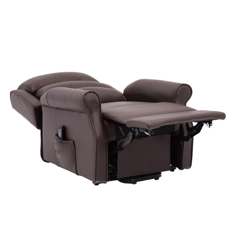 The Perth - Dual Motor Riser Recliner Mobility Chair in Brown Plush Faux Leather Refurbished - image 6